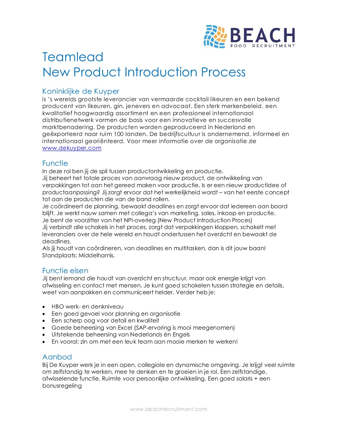 Teamlead New Product Introduction Proces - BeachRecruitment