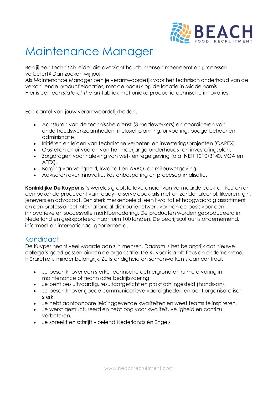 Maintenance Manager - 2026